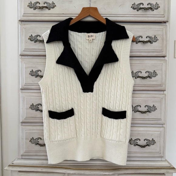 Vici Tops - Vici Cream Cable Knit Pocketed Sweater Top